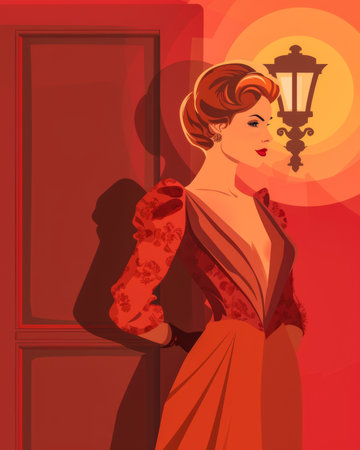 Vintage illustration of an elegant woman in chic fashionの素材