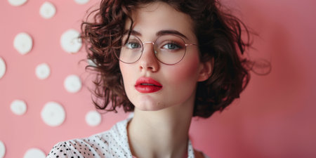 Portrait of a young woman from the 50s isolated from a copy space backgroundの素材