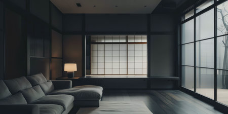 Elegant home design with minimalist decor. Sophisticated modern interiors compositionの素材