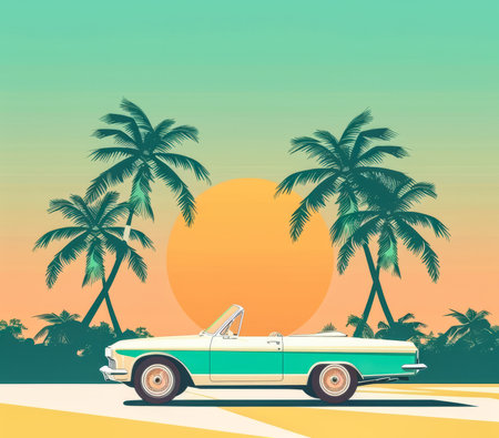 Vintage colorful abstract background from the 60s with copy space for textの素材