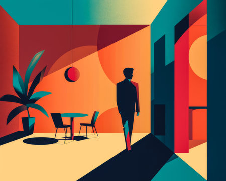 Minimalist abstract illustration inspired in contemporary advertising campaignsの素材