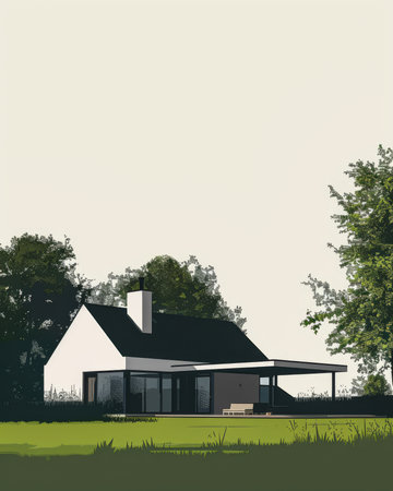 Modern country house design with copy space for textの素材