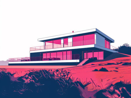 Modern country house design with copy space for textの素材