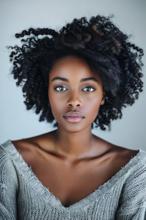 Diverse African woman portrait with a clean background for textの素材