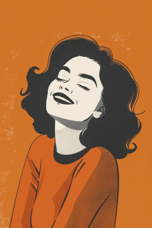 Joyful and stylish diverse woman vector illustration with copyspace for textの素材