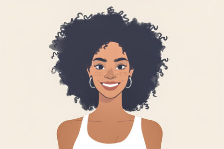 Joyful and stylish diverse woman vector illustration with copyspace for textの素材