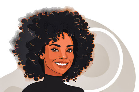 Joyful and stylish diverse woman vector illustration with copyspace for textの素材