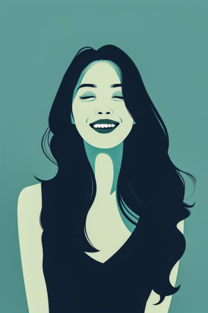 Joyful and stylish diverse woman vector illustration with copyspace for textの素材
