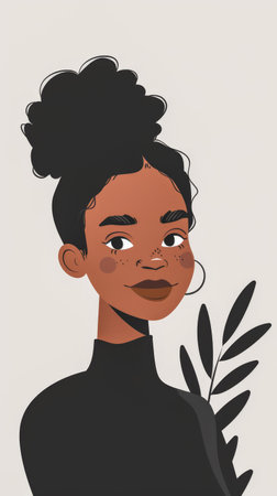 Joyful and stylish diverse woman vector illustration with copyspace for textの素材