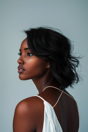 Diverse African woman portrait with a clean background for textの素材