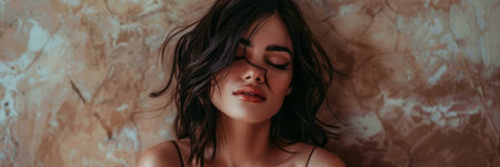 Young woman portrait at her homeの素材