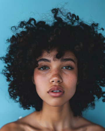 Beauty portrait of the serene elegance of a young diverse woman isolated from the backgroundの素材