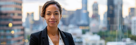 Confident businesswoman portrait at her office, looking at the cameraの素材
