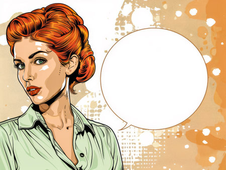 Retro pop art vintage women with speech bubblesの素材