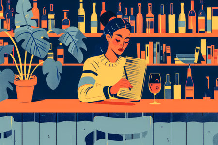 Female writer at her home office in the middle of her creative processの素材