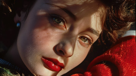 Closeup portrait of a beautiful young womanの素材