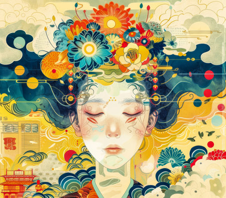 Female Asian woman in a fantasy worldの素材