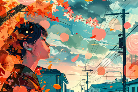 Female Asian woman in a fantasy worldの素材