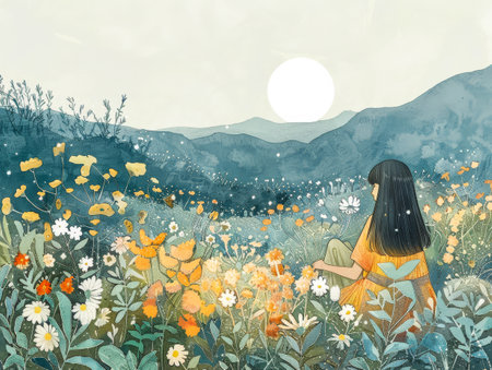 Female Asian woman in a fantasy worldの素材