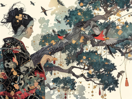 Female Asian woman in a fantasy worldの素材