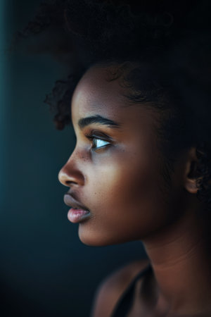 Young African American woman portraitの素材