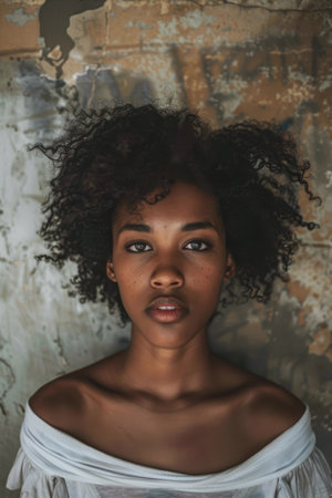 Young African American woman portraitの素材