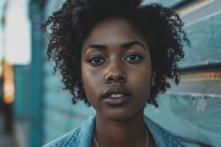 Young African American woman portraitの素材