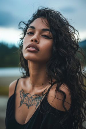 Young African American woman portraitの素材