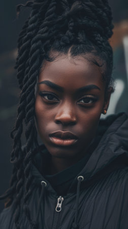 Young African American woman portraitの素材