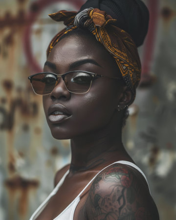 Young African American woman portraitの素材