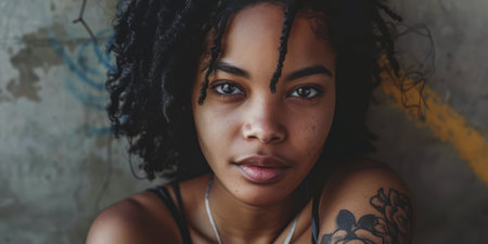 Young African American woman portraitの素材