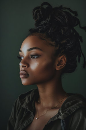 Young African American woman portraitの素材