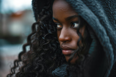 Young African American woman portraitの素材