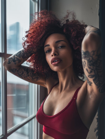 Young African American woman portraitの素材