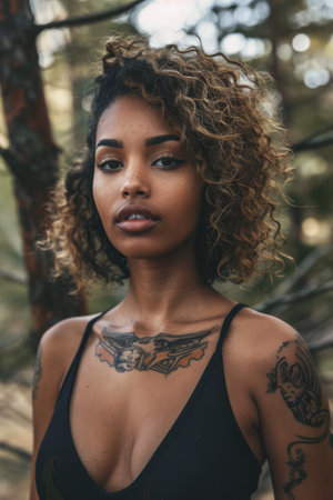 Young African American woman portraitの素材
