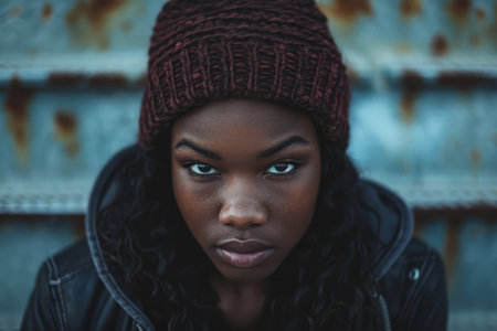 Young African American woman portraitの素材