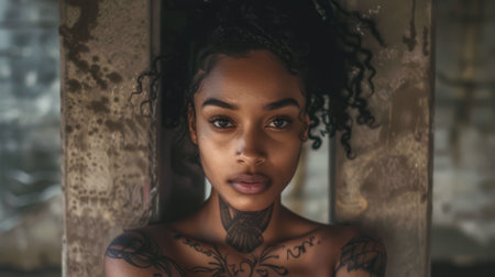 Young African American woman portraitの素材