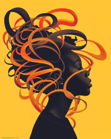 Colorful abstract woman illustration in vibrant styleの素材