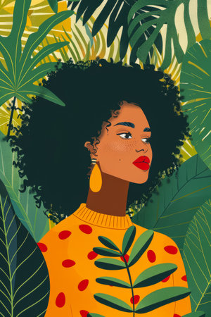 Colorful abstract woman illustration in vibrant styleの素材
