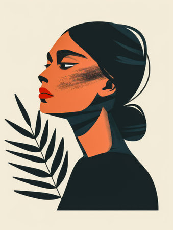 Colorful abstract woman illustration in vibrant styleの素材