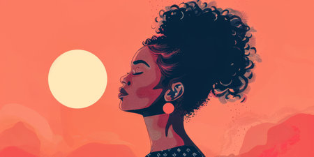 Colorful abstract woman illustration in vibrant styleの素材