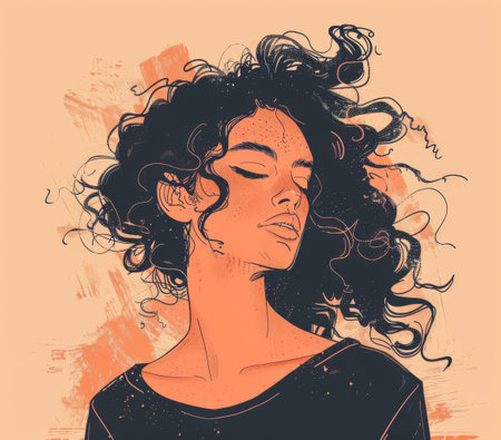 Colorful abstract woman illustration in vibrant styleの素材