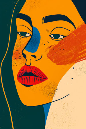 Colorful abstract woman illustration in vibrant styleの素材