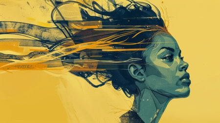 Colorful abstract woman illustration in vibrant styleの素材