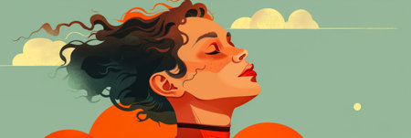 Colorful abstract woman illustration in vibrant styleの素材