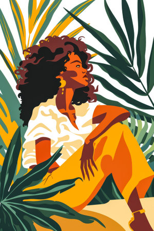 Colorful abstract woman illustration in vibrant styleの素材