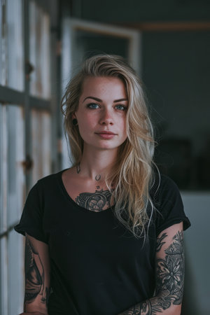 Young woman portrait with a modern twistの素材