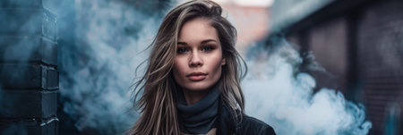 Young woman portrait with a modern twistの素材