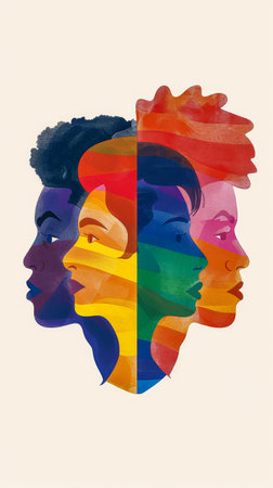 Colorful vibrant lgbt community pride celebration. Concept illustration on lgbt community.の素材