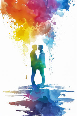 Colorful vibrant lgbt community pride celebration. Concept illustration on lgbt community.の素材